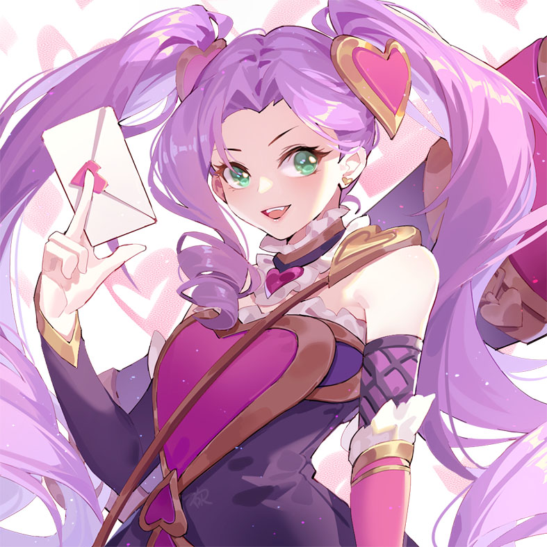 1girl, dress, female_focus, heartseeker_jinx, jinx_(league_of_legends), league_of_legends, letter, lipstick