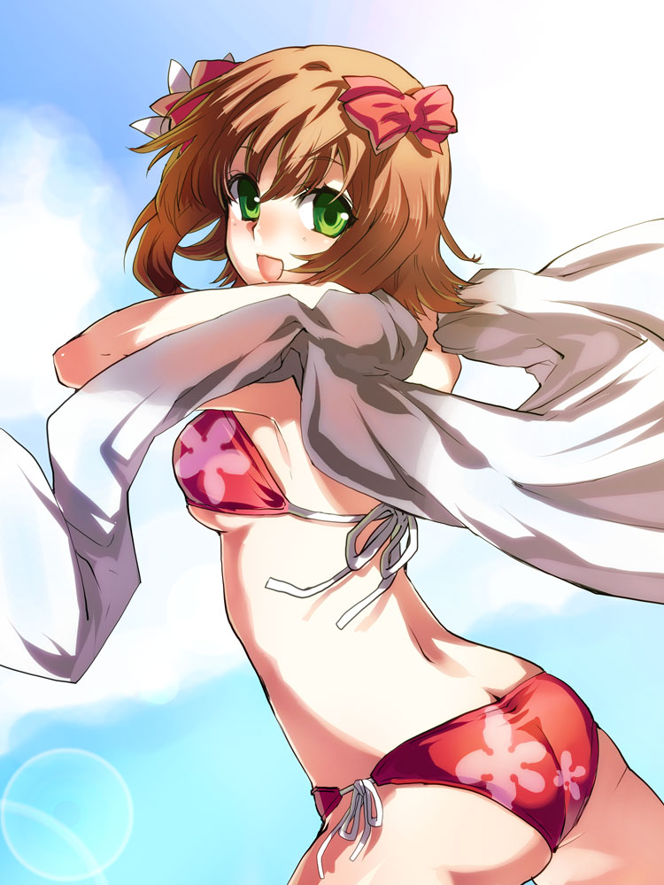 00s, 1girl, amami_haruka, ass, bad_id, bad_pixiv_id, bikini, breasts
