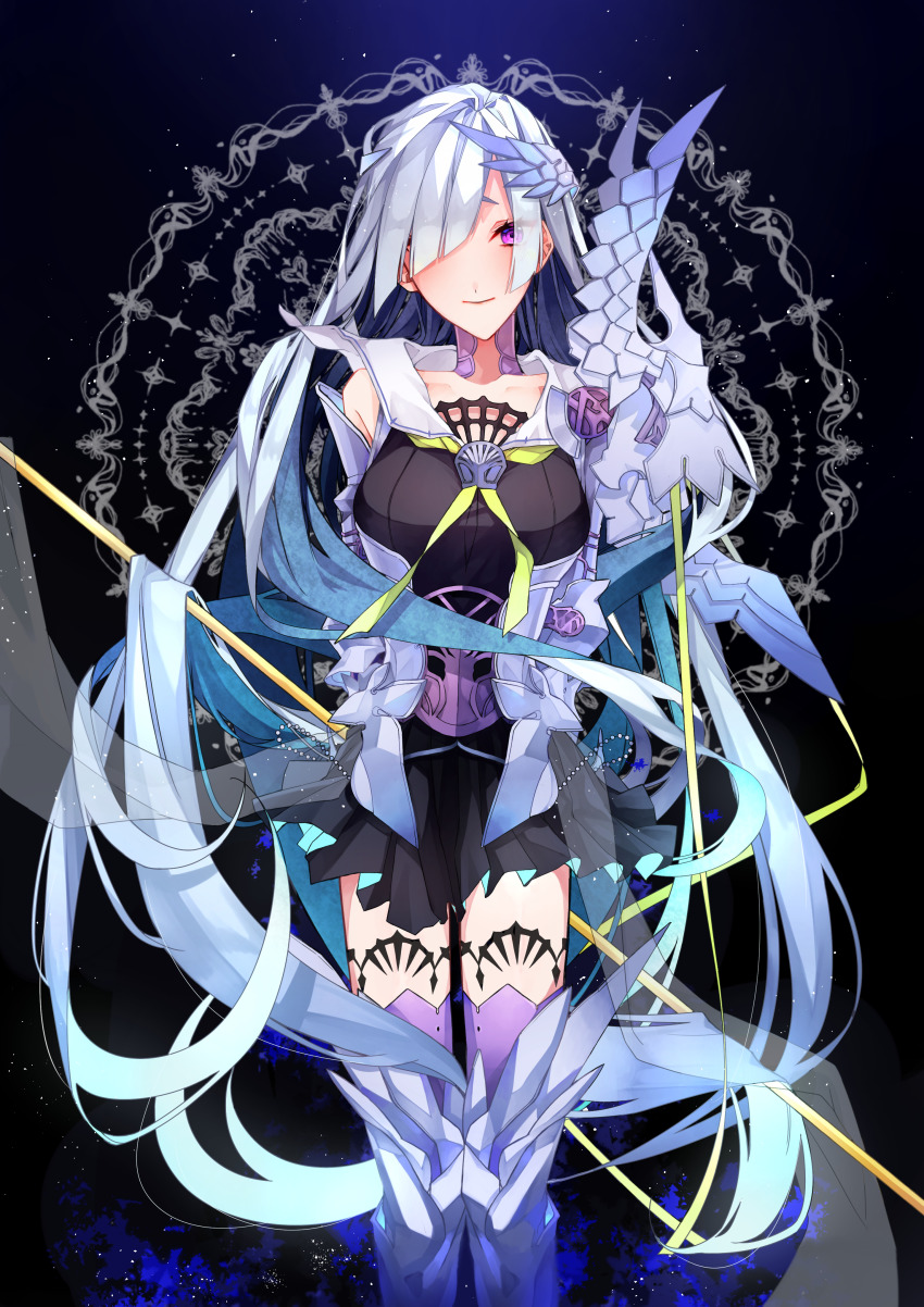 1girl, absurdres, armor, armored_boots, armored_dress, blush, boots, breasts