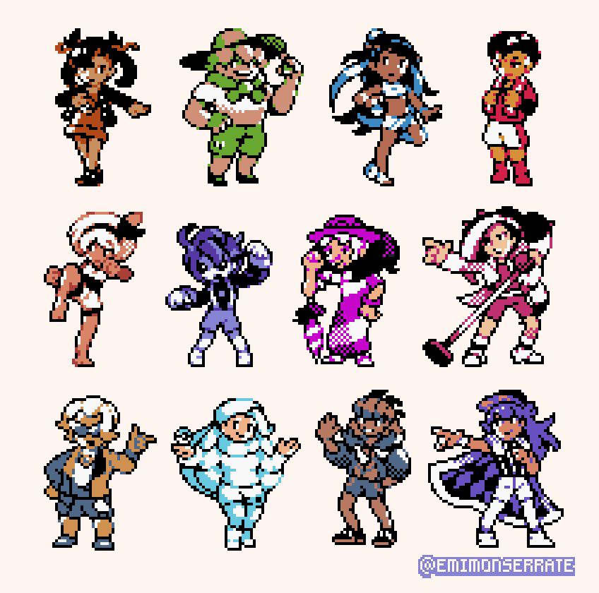 5boys, 6+girls, allister_(pokemon), animated, animated_gif, bea_(pokemon), black_hair, dark-skinned_female