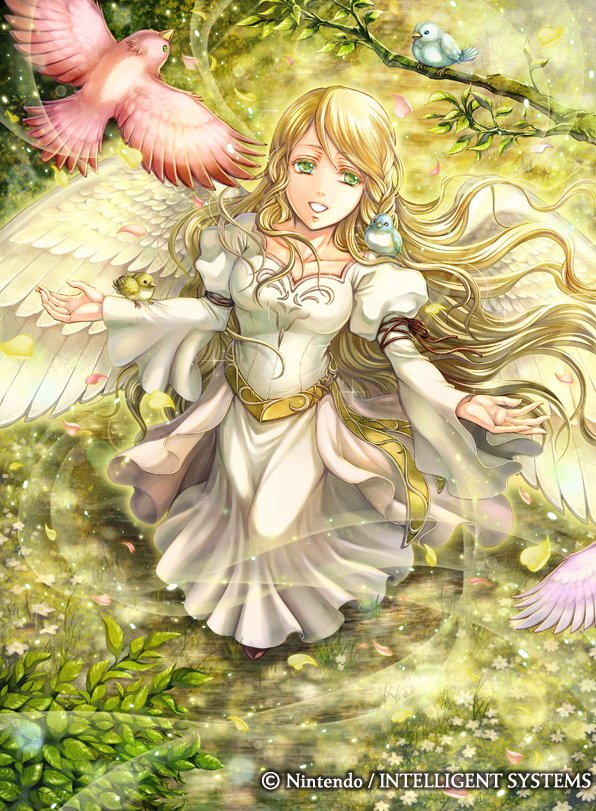 1girl, bird, blonde_hair, dress, fire_emblem, fire_emblem:_path_of_radiance, fire_emblem:_radiant_dawn, fire_emblem_cipher