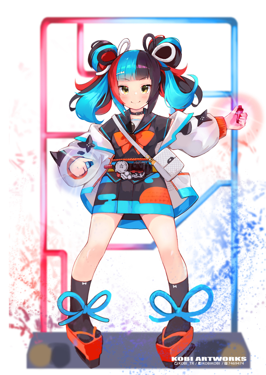 1girl, absurdres, bag, black_hair, black_sailor_collar, black_shirt, black_skirt, black_socks