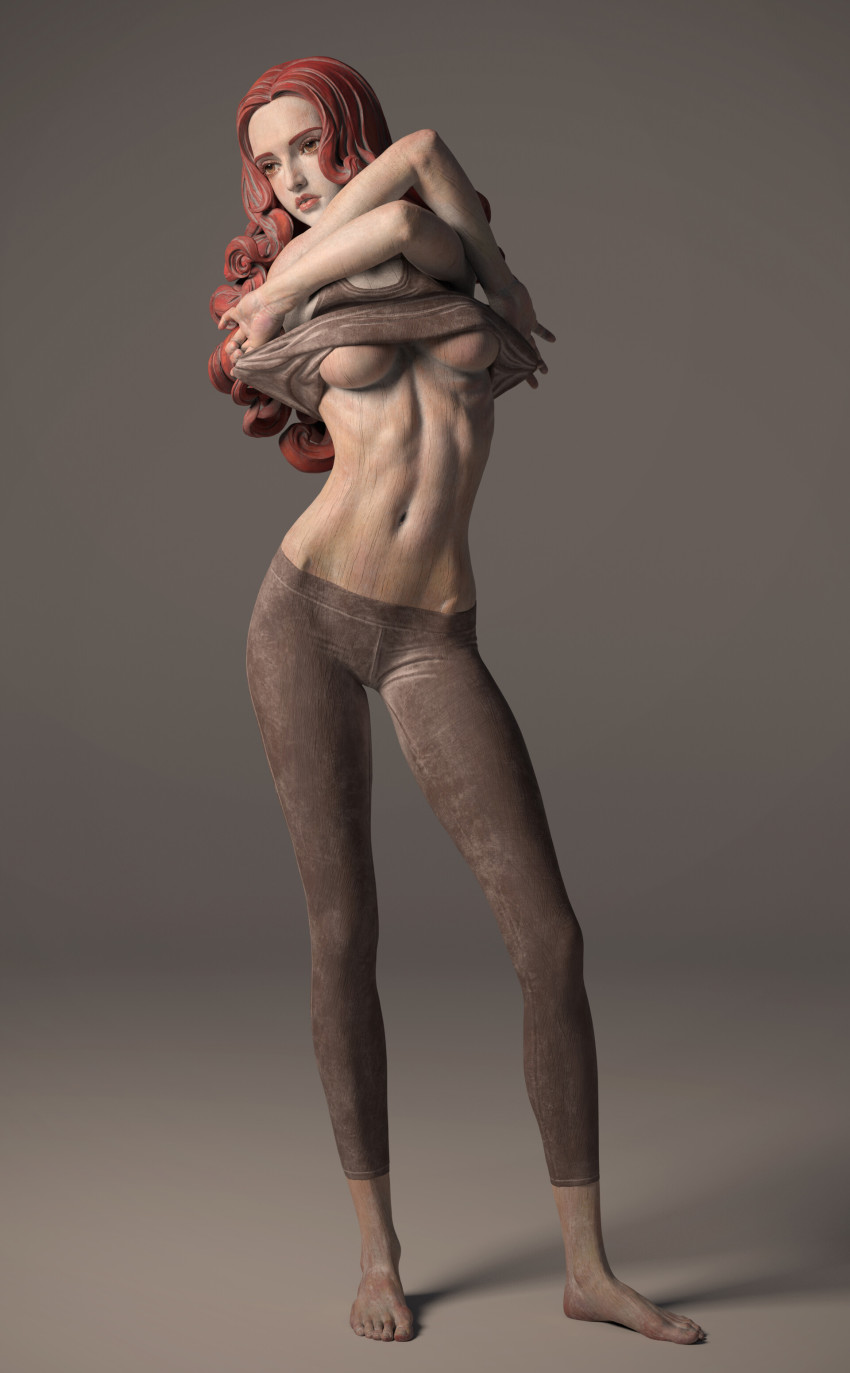 1girl, absurdres, breasts, clothes_lift, full_body, highres, lifting_own_clothes, lips