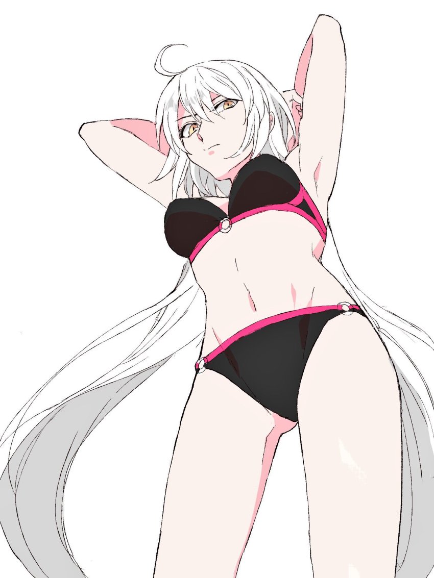 ahoge, armpits, arms_up, bikini, black_bikini, breasts, fate/grand_order, fate_(series)