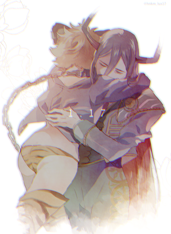 1boy, 1girl, aira_kanae, animal_ears, animal_print, black_hair, blush, boots