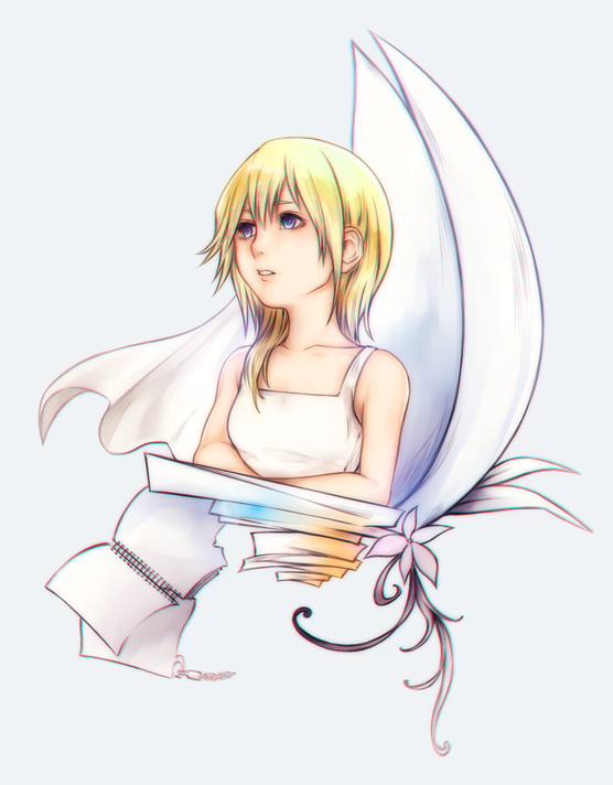 1girl, blonde_hair, blue_eyes, breasts, dress, female_focus, kingdom_hearts, kingdom_hearts:_chain_of_memories