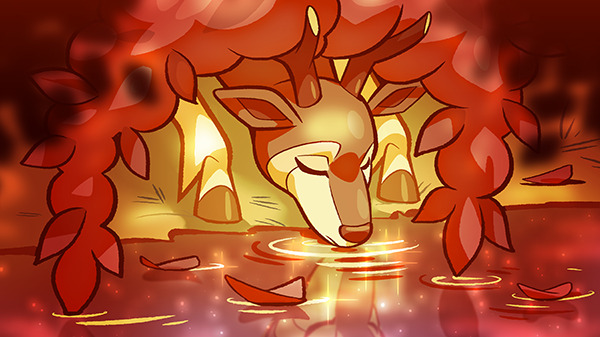 afloat, autumn, closed_eyes, creature, drinking, gen_5_pokemon, introducingemy, nintendo