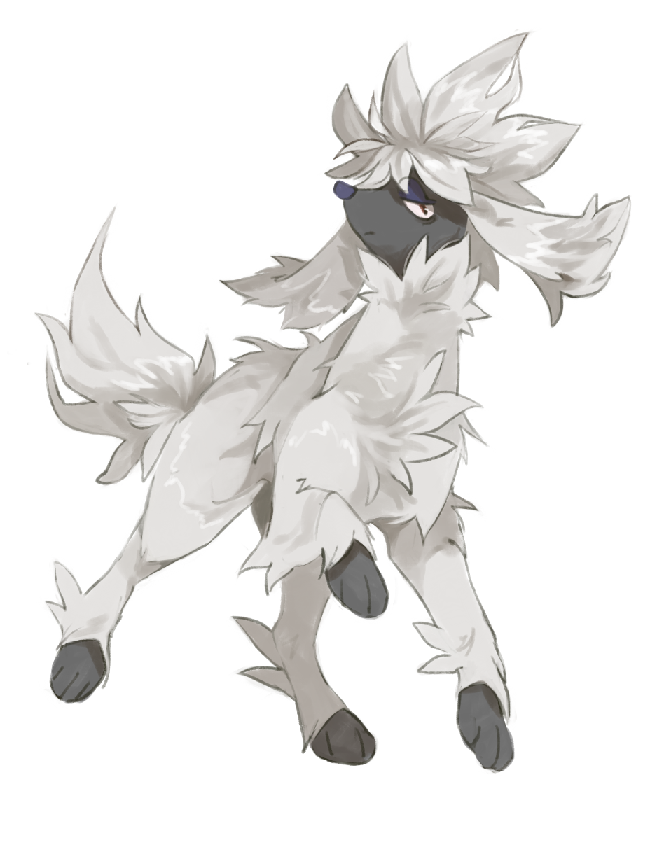 animal_focus, brown_eyes, creature, dog, full_body, furfrou, furfrou_(natural), gen_6_pokemon, highres, meristem, nintendo, no_humans, pokemon, pokemon_(creature), simple_background, solo, standing, white_background, white_theme