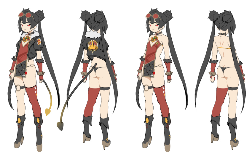 1girl, absurdres, ass, bad_id, bad_pixiv_id, bare_shoulders, black_footwear, black_hair