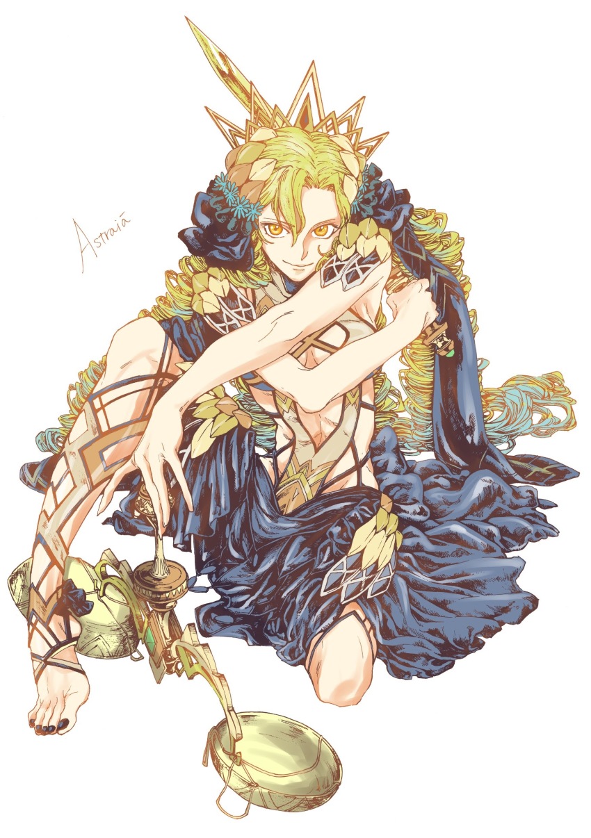 1girl, \||/, absurdres, astraea_(fate), astraea_(third_ascension)_(fate), balance_scale, barefoot, black_nails