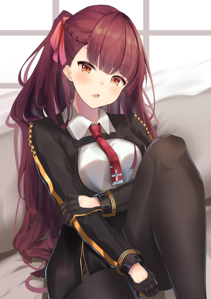 1girl, absurdres, aratake, black_pantyhose, black_skirt, blazer, blush, breasts