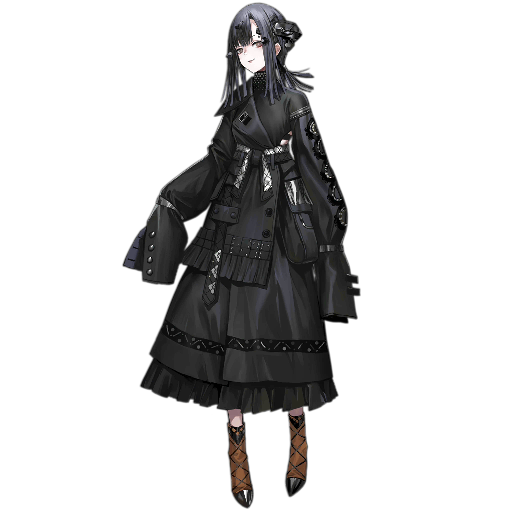 1girl, artist_request, black_dress, black_hair, dress, empty_eyes, female_focus, full_body