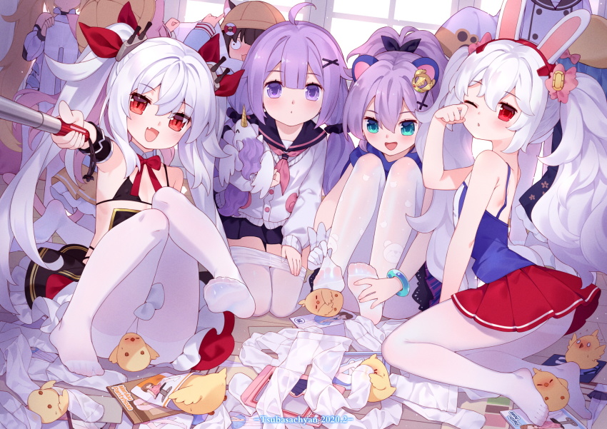 6+girls, :d, ahoge, akashi_(azur_lane), animal_ear_fluff, animal_ears, azur_lane, bare_shoulders