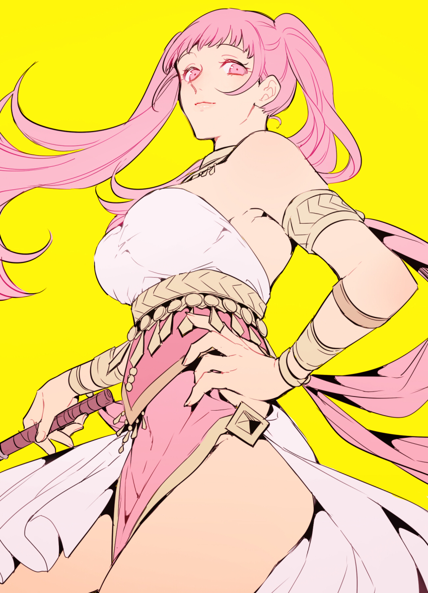 1girl, armlet, bracelet, breasts, closed_mouth, dancer, dancer_(fire_emblem:_three_houses), dress