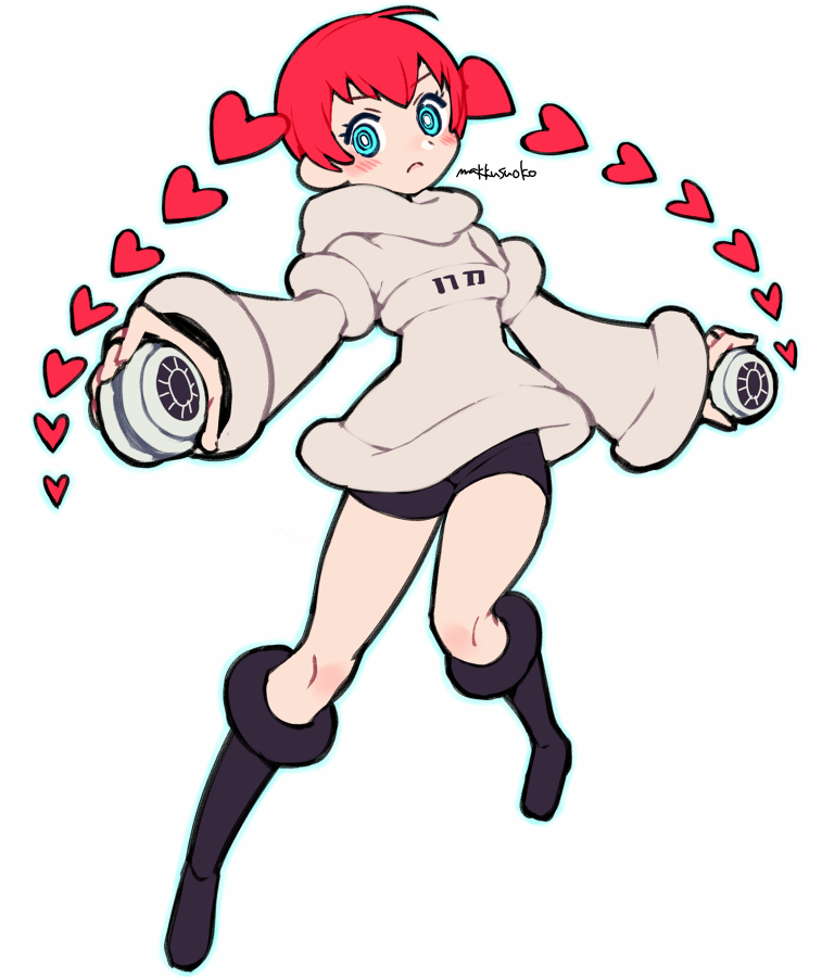 1girl, aqua_eyes, artist_name, bike_shorts, black_boots, blush, boots, detached_hair