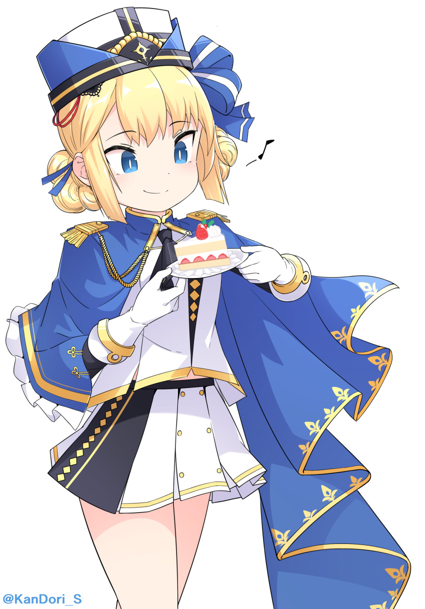 1girl, absurdres, ascot, azur_lane, black_ascot, blonde_hair, blue_cape, blue_eyes
