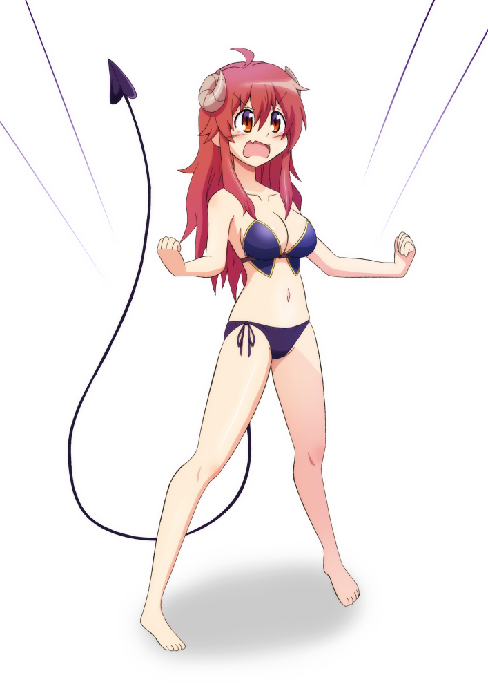 1girl, ahoge, armor, bikini_armor, black_panties, blush, breasts, brown_eyes