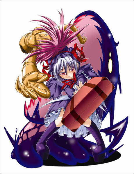 1girl, akari_ryuryuwa, aq_interactive, arcana_heart, atlus, black_border, blush, boots