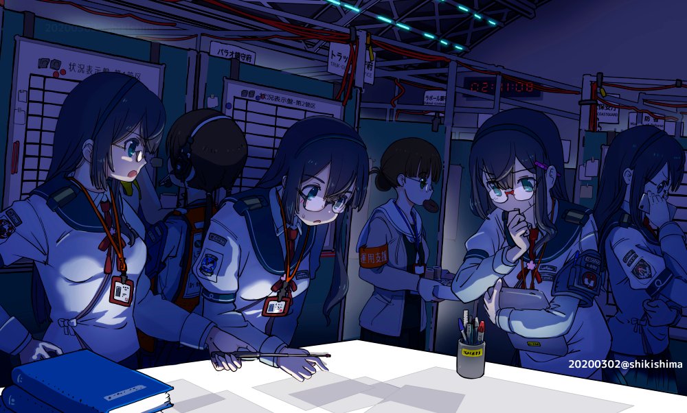 armband, book, breasts, c2-chan, c2_kikan, cellphone, dated, food