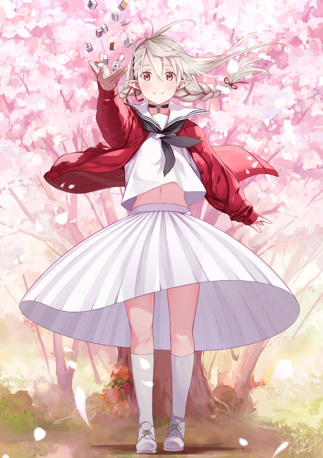 1girl, blush, braid, brown_eyes, brown_hair, commentary_request, female_focus, full_body