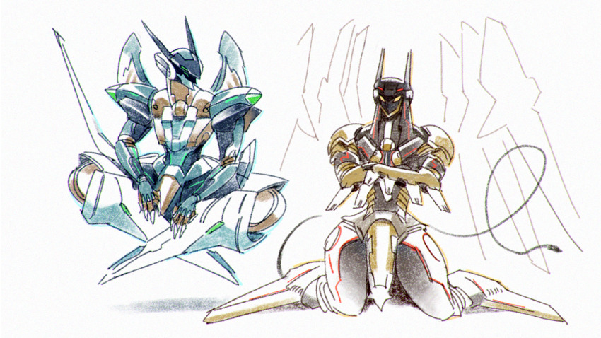 2others, agnieszka_grochalska, animal_ears, anubis_(z.o.e.), commentary, crossed_arms, english_commentary, floating