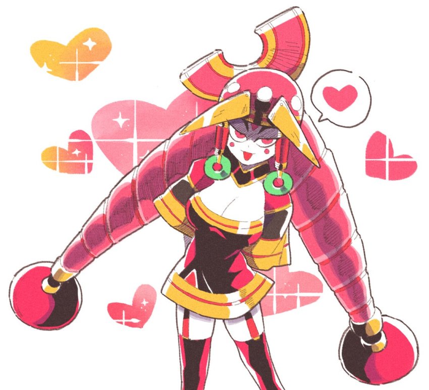 1girl, breasts, cleavage, colored_skin, female_focus, garter_straps, hat, inkerton-kun