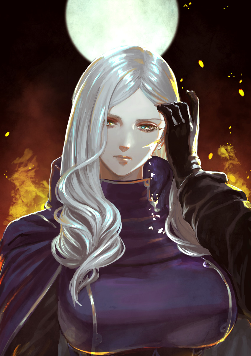 1girl, abandoned_star_hundra, abandoned_star_hyndra, absurdres, black_gloves, blue_eyes, breasts, cape