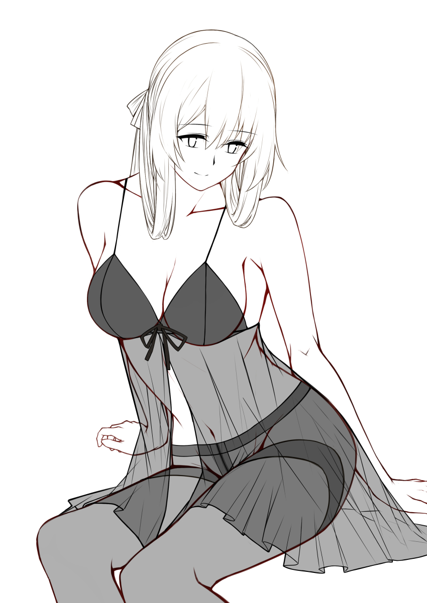 1girl, absurdres, bare_shoulders, black_bra, bow, bra, breasts, brown_hair