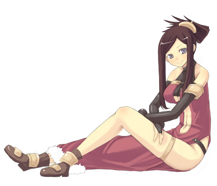 1girl, china_dress, chinese_clothes, dress, elbow_gloves, female_focus, gloves, no_panties, simple_background, solo, souzan_kurasuke, thighhighs