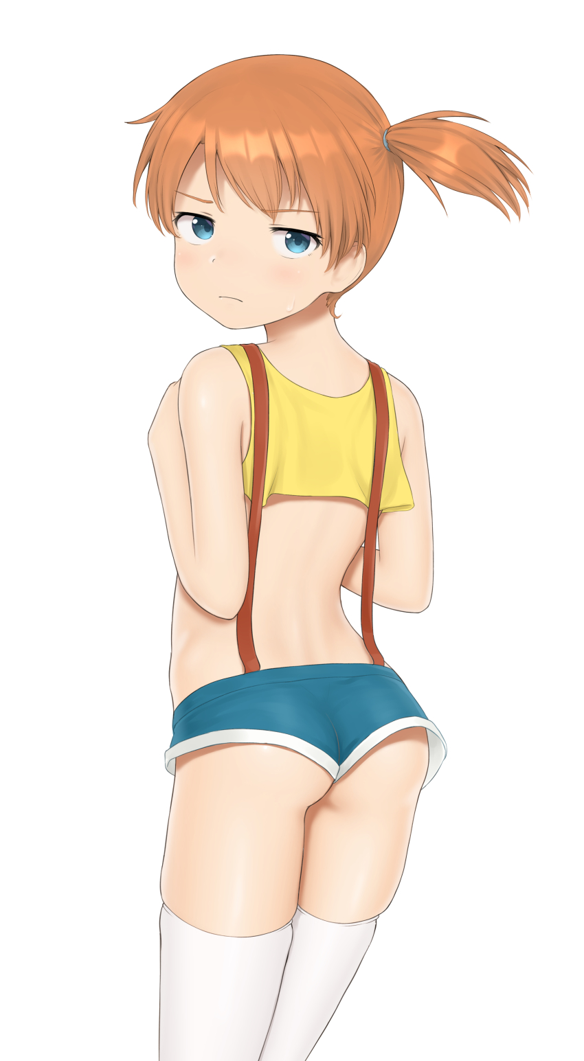 1girl, absurdres, ass, blue_eyes, blush, female_focus, from_behind, highres