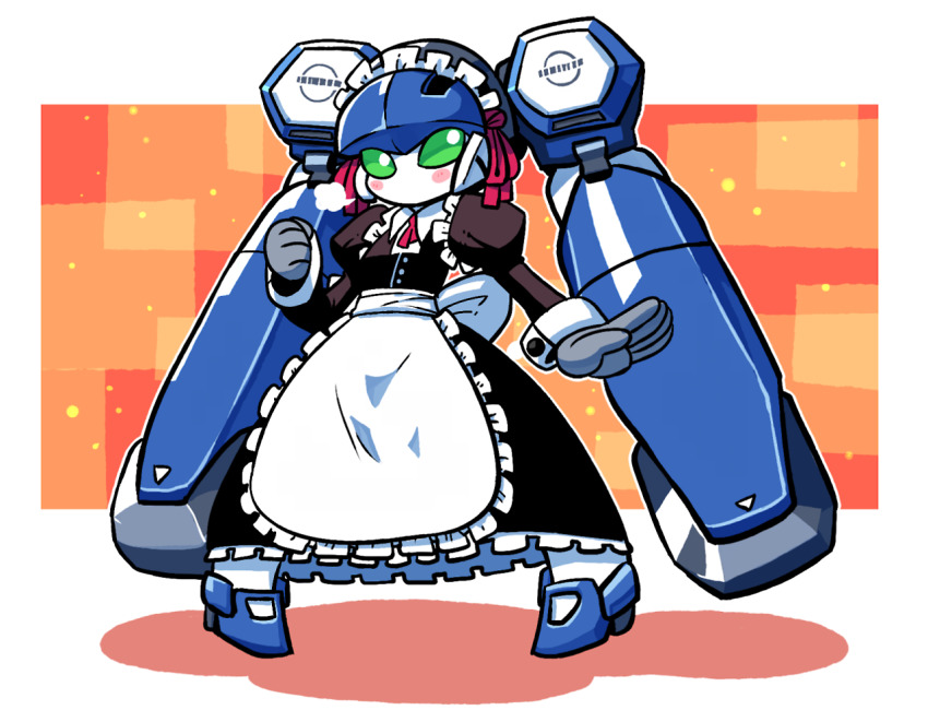 1girl, alternate_costume, apron, black_dress, blazermate, blush_stickers, commission, dress