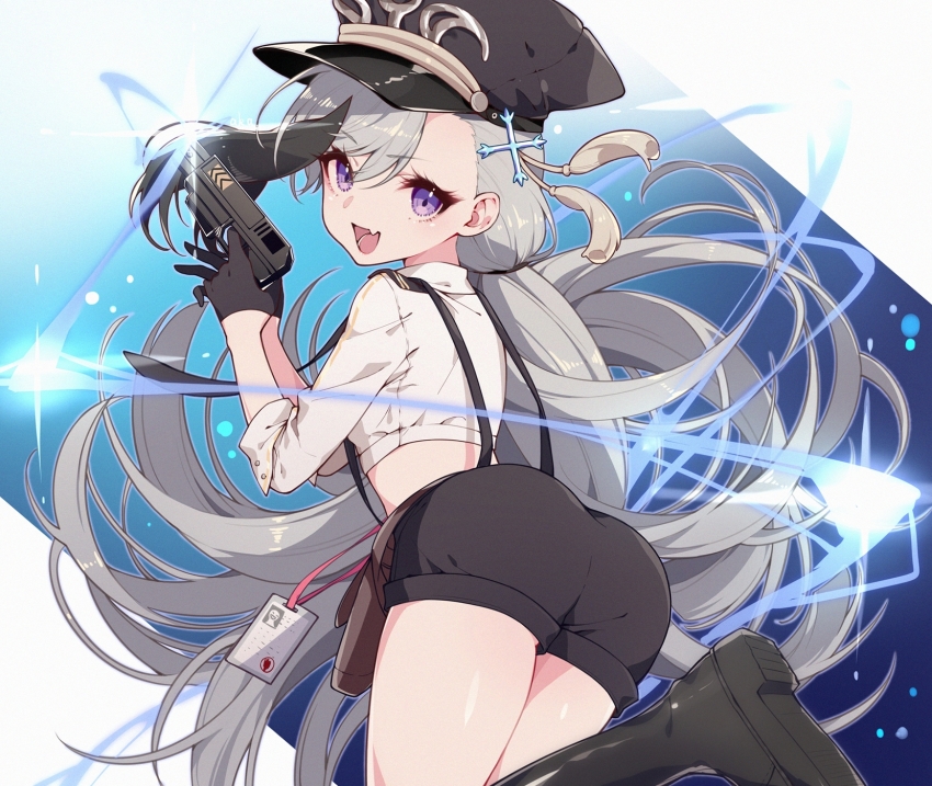 1girl, aka_kan, arched_back, ass, azur_lane, black_gloves, blush, boots