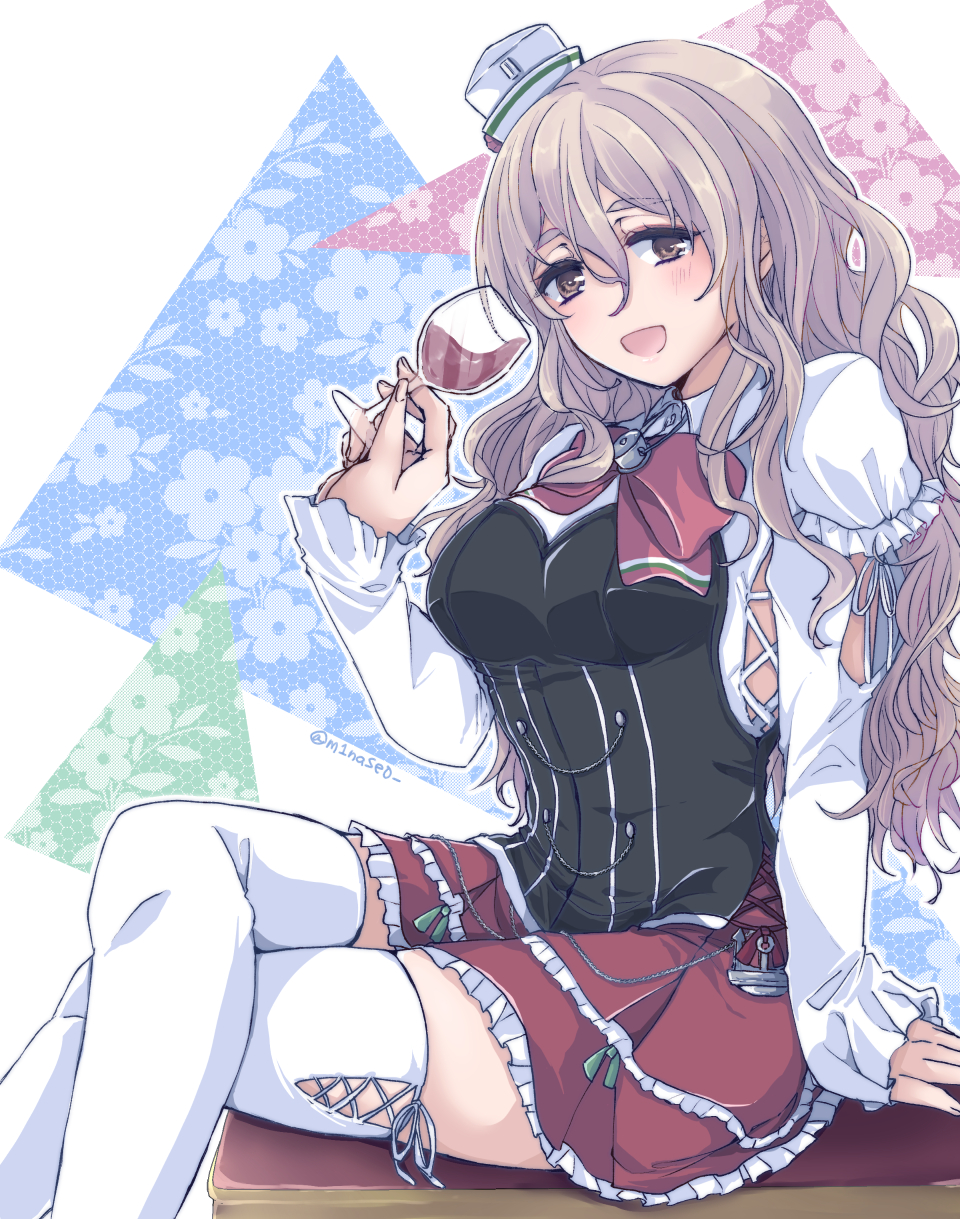 1girl, bad_id, bad_pixiv_id, bottle, bow, bowtie, brown_eyes, corset