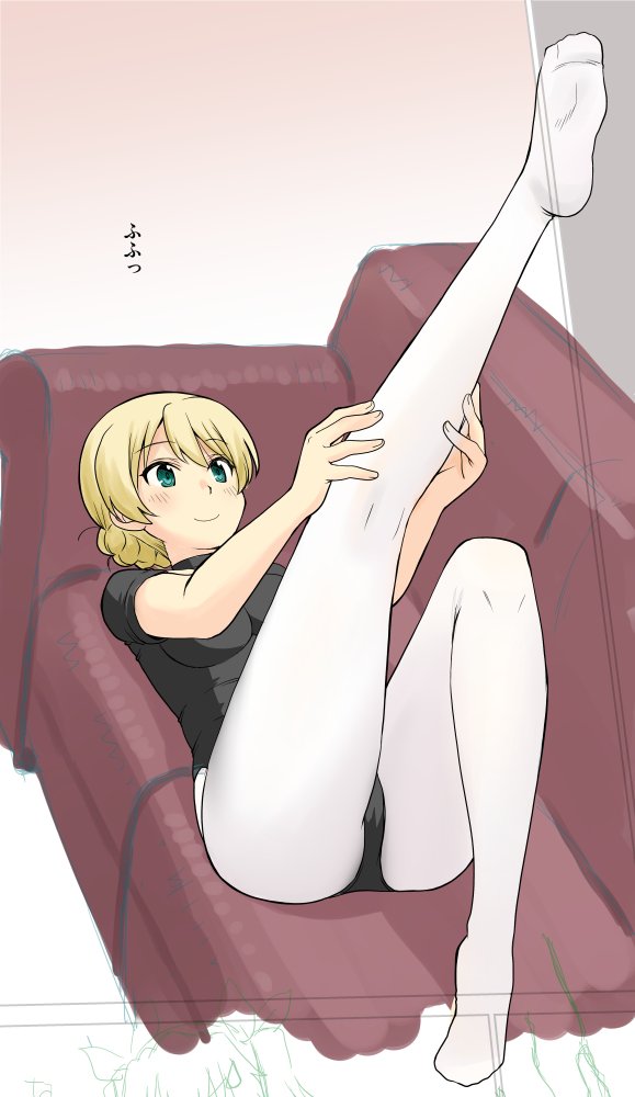 ass, ballet_class_clothes, black_leotard, blonde_hair, blue_eyes, blush, braid, breasts