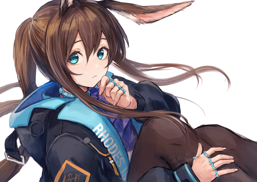 1girl, absurdres, amiya_(arknights), animal_ear_fluff, animal_ears, arknights, black_jacket, black_pantyhose