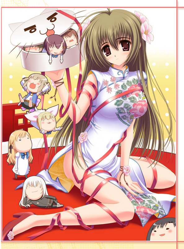 00s, chibi, china_dress, chinese_clothes, crossdressing, dress, flower, hair_flower