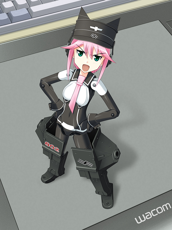 10s, angry, bad_id, bad_pixiv_id, busou_shinki, computer, doll_joints, drawing_tablet