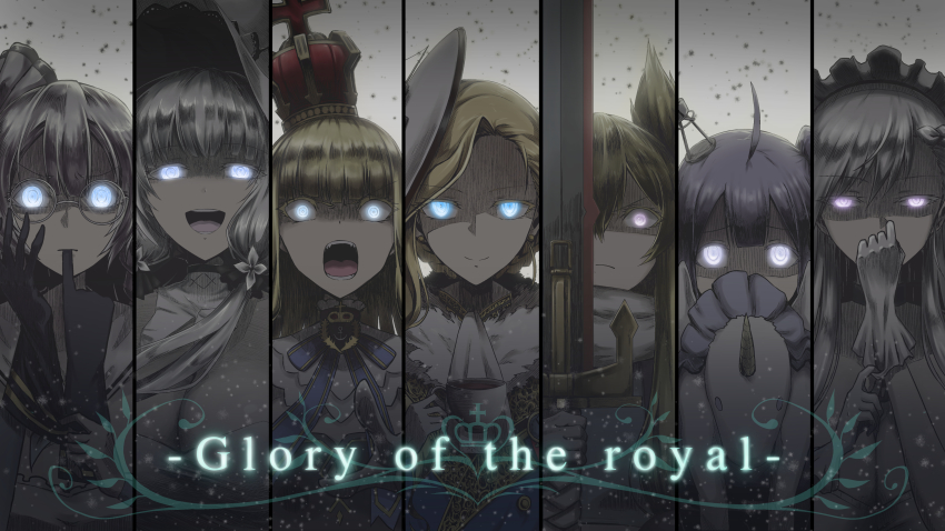 6+girls, absurdres, ahoge, animal_ears, azur_lane, bare_shoulders, belfast_(azur_lane), black_ribbon