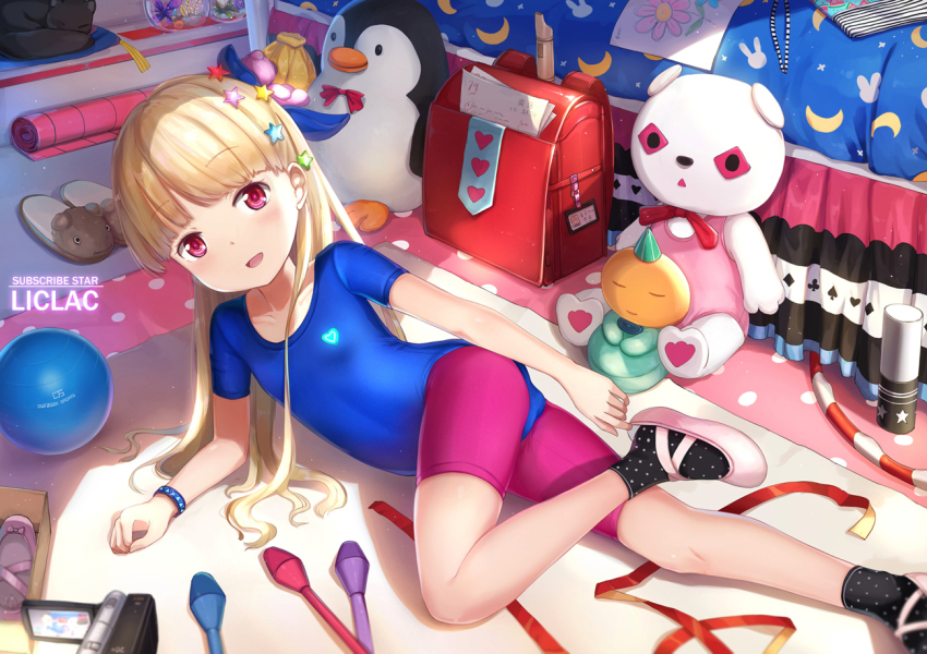 1girl, ass, athletic_leotard, backpack, bag, ball, ballet_slippers, bike_shorts