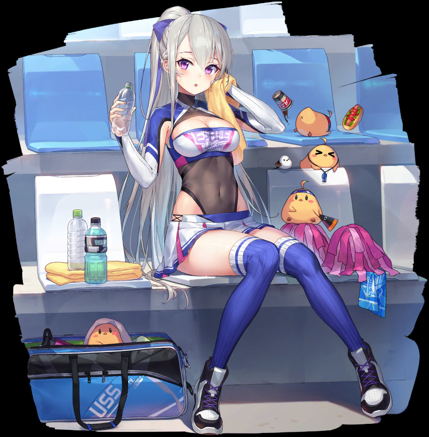 1girl, :o, armpit_crease, armpit_cutout, artist_request, azur_lane, baby_animal, bag
