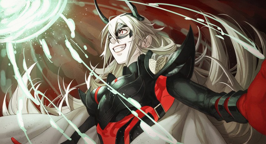 1girl, absurdres, armor, bone, breastplate, cape, domino_mask, eye_mask