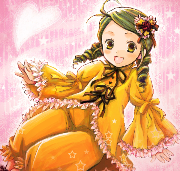 00s, drill_hair, green_eyes, green_hair, hair_ornament, hinonekoku, kanaria, rozen_maiden