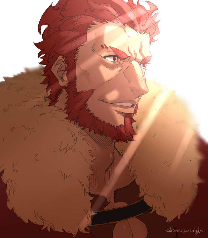 1boy, armor, beard, breastplate, cape, facial_hair, fate/grand_order, fate_(series)