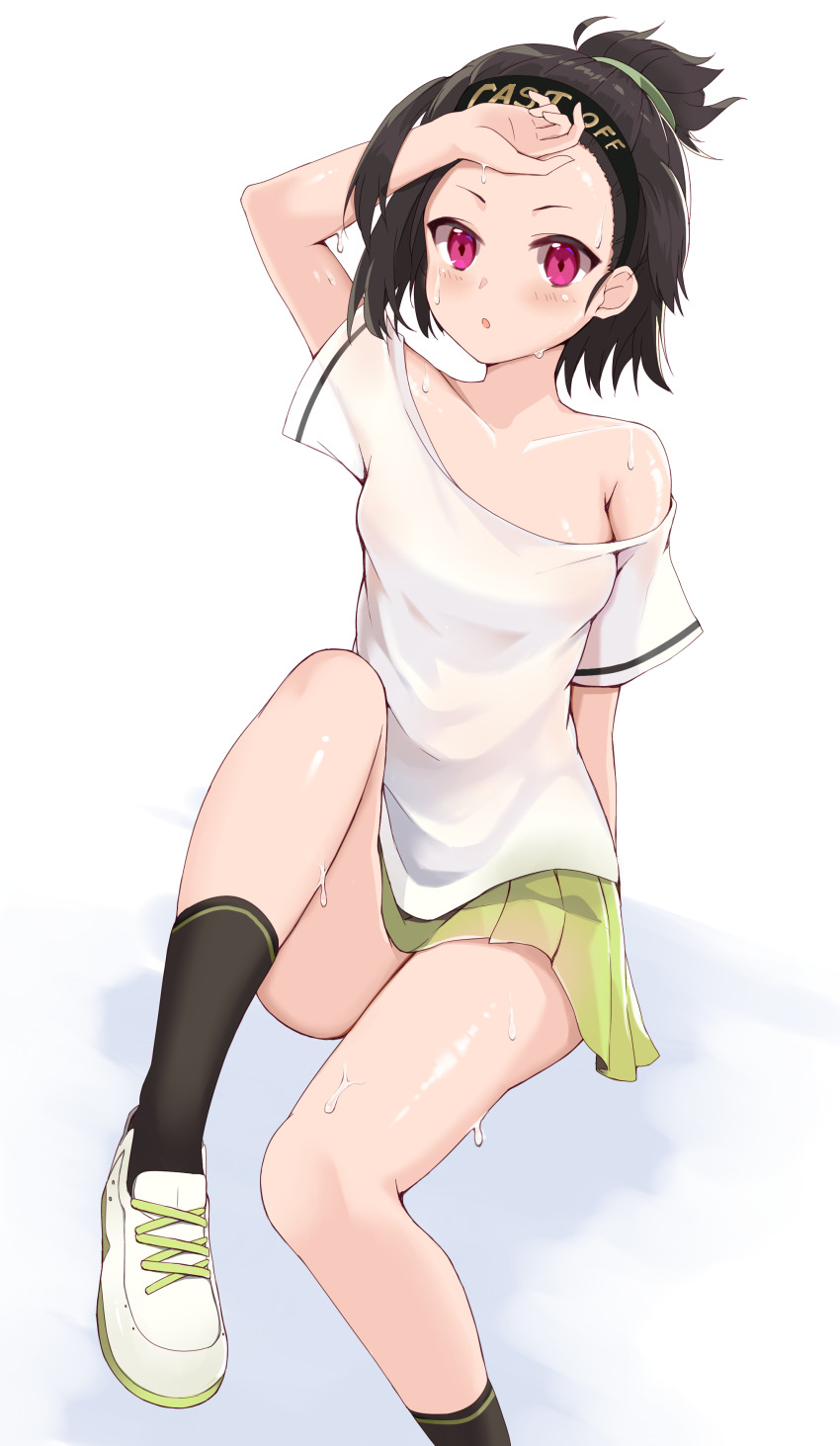 1girl, absurdres, azur_lane, bare_shoulders, black_hair, black_socks, blouse, blush