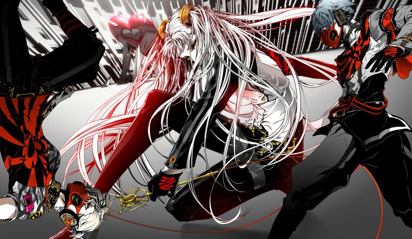 agitation_(module), kagamine_len_(bad_boy), belt, boots, buckle, chain, collar, gas_mask