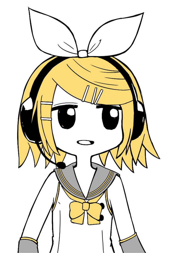 1girl, bare_shoulders, black_eyes, blonde_hair, bow, collar, colored_skin, detached_sleeves