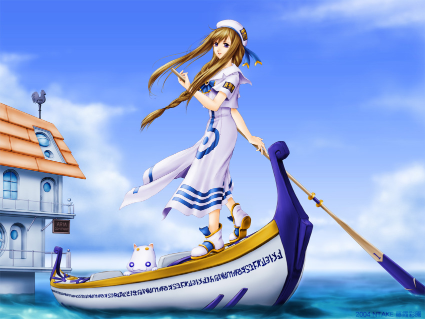 00s, 1girl, alicia_florence, aria_(manga), aria_pokoteng, blouse, blue_eyes, blue_theme