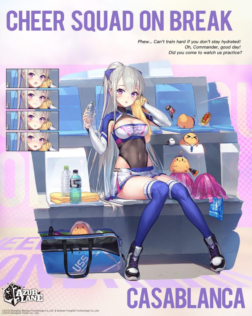 1girl, :o, armpit_crease, armpit_cutout, azur_lane, baby_animal, bag, bird