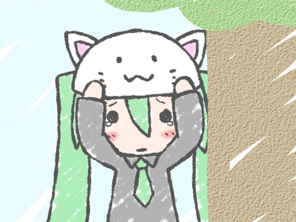 1girl, animal_hat, blush, cat_hat, female_focus, hat, hatsune_miku, long_hair