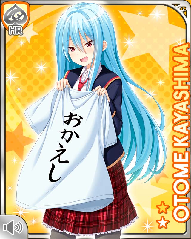 1girl, blue_hair, female_focus, full_body, girlfriend_(kari), holding, japanese_text, kayashima_otome